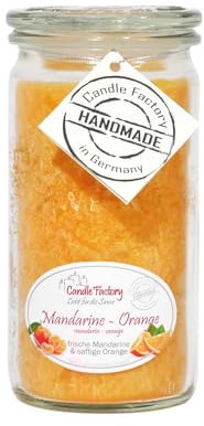 Candle Factory Mini Jumbo Duftkerze aus pflanzlichem Stearin im hitzebeständigen Glas der Marke Weck, ca. 70h Brennzeit, Duft: Mandarine-Orange