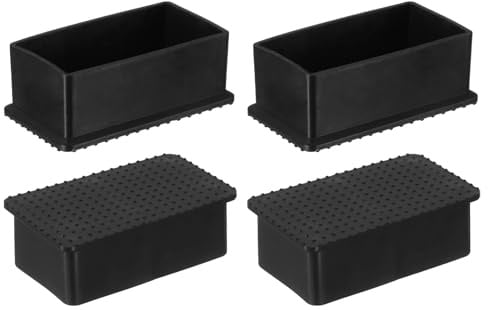 sourcing map Lot de 4 capuchons rectangulaires en caoutchouc pour pieds de chaise, 40 x 80 mm, pour pieds de meubles, tables, chaises, équipements de machines, noir