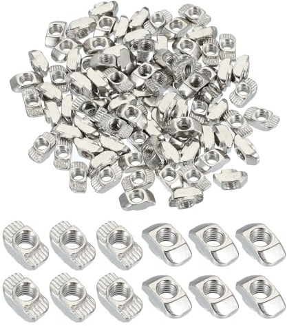 PATIKIL 3030 Series M6 t Nuts Nickel Plated Carbon Steel Nut Silver 100pcs | t Slot Nut Hammer Head Fastener Nut,for Aluminum Profile l