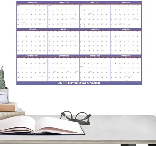 Wandkalender 2025, abwischbarer Jahreskalender 2025, 12 Monate nass abwischbarer Kalender 2025, abwischbarer Wandkalender mit doppelseitigem Design zum Organisieren