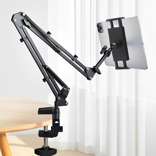 DXIA Overhead Tripod for Phone, Adjustable Tripod Cellphone Holder, 360 Flexible Lazy Bed Desk Phone Holder, Long Arm Lazy Phone HolderSstand, Overhead Tripod for Live Streaming, Video Recording