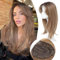 Peonymebeauty Hair Toppers, Hair Topper Long Layered Wiglets Wavy Straight Synthetic 18 Inch 6.5X6.5 Big Base Hairpieces for Women(Ombre Blonde with Highlights)