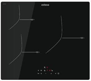 EDESA Placa Inducción EIT-6328 R 3 Areas Cocción Control Tactil 9 Niveles Potencia Regulable Bloqueo Seguridad Temporizador Color Negro