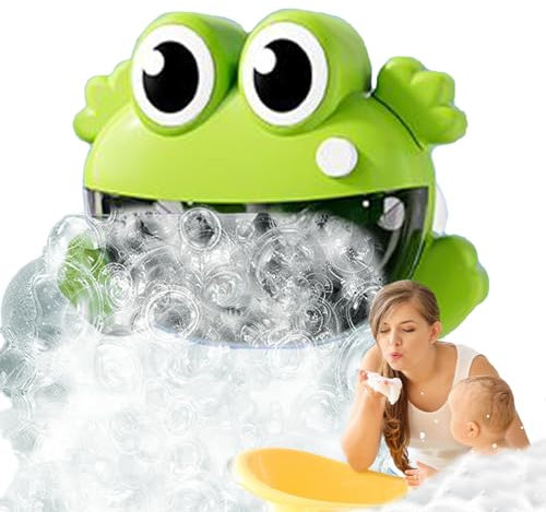 Frosch Badespielzeug Kinderspielzeug ab 1 2 3 4 Jahre, Schaummaschine Badewannen Blasemaschine mit Saugnapf, Wasserspielzeug Wasserspritzer Bubble Maker Toy für Kinder