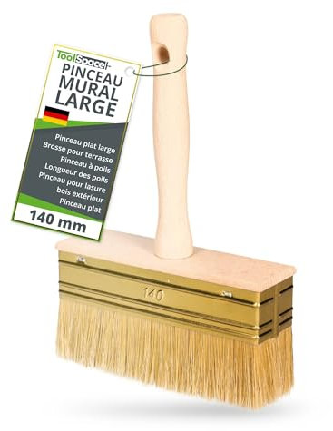 ToolSpace Quast 140 mm Profi Flächenstreicher Deckenbürste Kleisterbürste Fassadenpinsel Holzgriff Kleisterpinsel Tapetenkleister Tapezierbürste Borstenpinsel zum Grundieren Tiefengrund Lasurpinsel