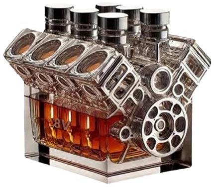 Bouteille de whisky à moteur V8 - En forme de moteur - Bouteille d'alcool - Carafe à whisky créative - Pour décoration de bar - Carafe à whisky personnalisée pour et les amateurs de voiture