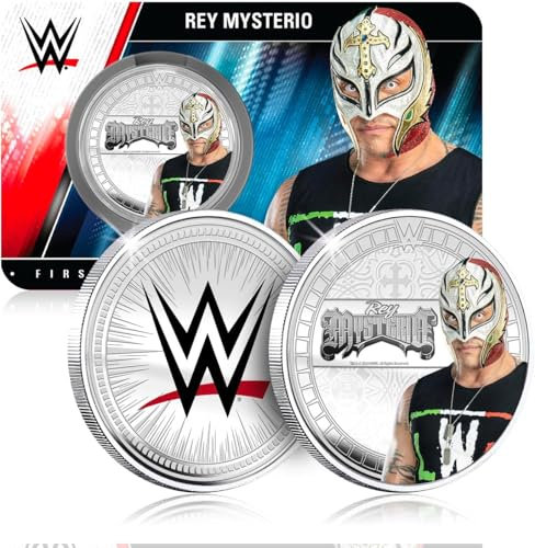 FANTASY CLUB Rey Mysterio WWE 32 mm offizielle Sammelmünze – Hommage an den Meister des 619 und Legende des Luftwrestlings – limitierte Auflage für Fans und Sammler