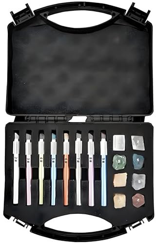 JLOZDM Kit De Test De Dureté Professionnel Mohs, Ensemble De Crayons 2-9, Tester Précis pour Minéraux Et Gemmes, Durable pour Céramique Carreaux Verre Bijoux Béton