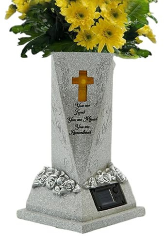 Portafiori per lapide - Pali per fiori da tomba, fiori in resina per vasi per lapide | Decorazioni per lapidi da cimitero, vasi in plastica resistente per fiori da tomba, versatile portafiori per cimi