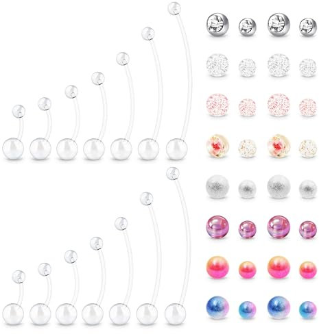 MixPiercing Schwangerschaft Bauchnabelpiercing Plastik, Kunststoff Ptfe Langer Stab für Op, Bioflex Stablänge 10mm 12mm 16mm 22mm 26mm 32mm 38mm 1,6mm
