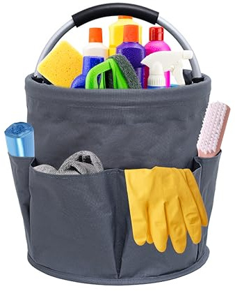 QIANAI Putzmittel Organizer, Reinigungskorb Mit Griff, Gartentasche Mit 6 Taschen, Foldable Waterproof 17L Cleaning Caddy Für Innenbereich,Garten,Badezimmer