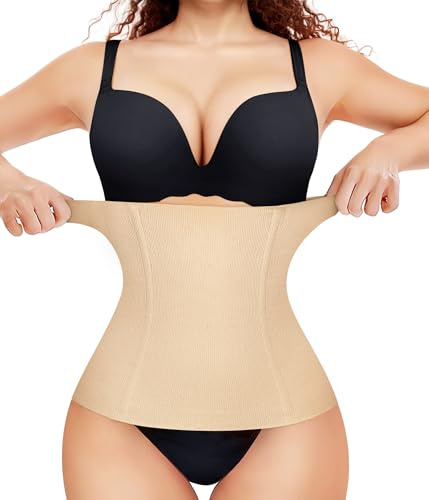 Bingrong 2 in 1 Waist Trainer for Women Postpartum Belly Band Maternity Recovery Belt Seamless Girdle Tummy Control Body Shaper Shapewear (Beige, M)