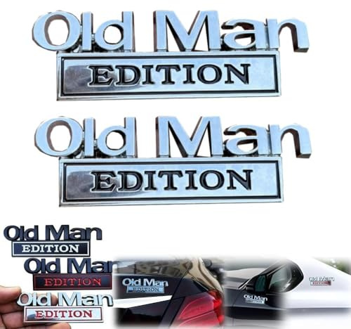 Old Man Edition Auto-Emblem,2025 Neue Autoaufkleber Für Männer,3D-Metall-Aufkleber,Lustige Edition Stoßstangenaufkleber Für Auto,LKW, SUV,Seite Oder Heckklappe,Typenschild-Aufkleber