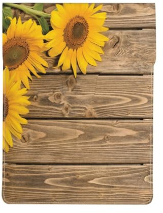 Trois tournesols sur Bois,Housse en Cuir synthétique pour Ordinateur Portable, Sacoche pour Ordinateur Portable, Sacoche pour Tablette