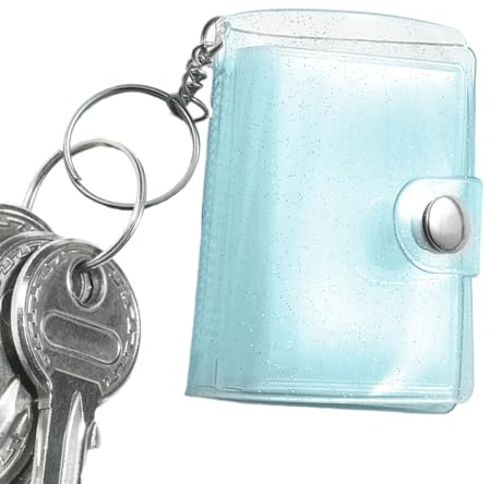 Hitburu Fotoalbum Schlüsselanhänger - 24-Taschen Mini Foto Bildermappe - Transparenter Schulranzen Ordner Anhänger - Für Kinder Und Erwachsene Und Männer Frauen Geburtstag Hochzeit Schule Rucksack