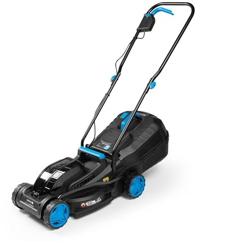 HÖGERT TECHNIK Akku-Rasenmäher 32 cm 18V OneAccuSystem, bürstenloser kompakter Elektromäher mit Grasfangkorb, kabellos für kleine und mittlere Rasenflächen, ohne Akku