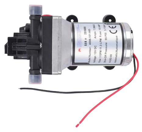 BONKZEBU Pompe à Eau 12 V pour Camping-car avec Débit de 3 Gallons par Minute pour le Camping, Pompe à Eau de Plomberie Auto-amorçante Polyvalente, Métal argenté pour -cars, Remorques