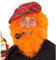 W WIDMANN MILANO Party Fashion 6494A - Perücke mit Bart, orange, für mehrere Charaktere, Mottoparty, Karneval