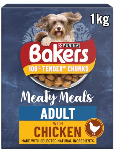 Bakers Meaty Meals Adult Chicken Dry Dog Food, 1kg