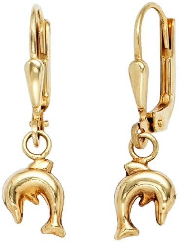 Ohrringe Ohrhänger Boutons Delfin springende Delfine 333 Gold Gelbgold