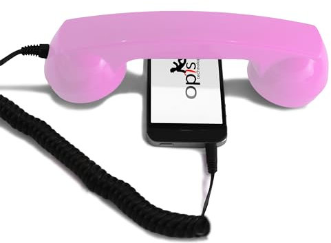 Opis 60s micro - Retro mobile phone headset for Android phones, tablets, notebooks/Headphone with Microphone/Laptop Headphones/Computer Headset/USB Phone Handset (USB-C) (pink)