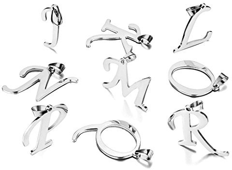 JewelryWe Schmuck Edelstahl Halskette, Alphabet M Anhänger mit 45cm Kette, Partnerkette für Damen Herren Silber