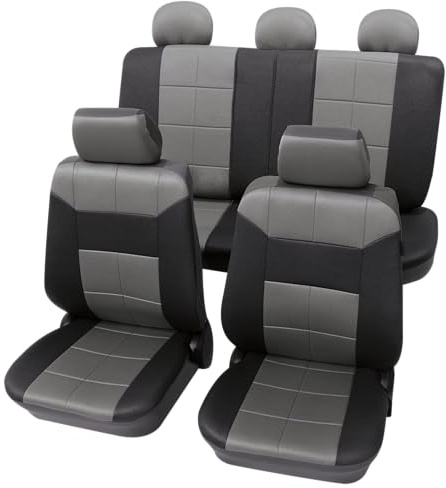 PETEX Auto Sitzbezüge Universal Komplett Set 17-teilig - Dakar grau, Eco Class mit SAB 1 Vario Plus