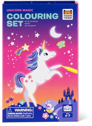 Tiger Tribe Coloring Set - Unicorns, Activity Set for Kids, incl. Stickers & Markers Portable Storage Box, Perfect for Travel, Great Gift