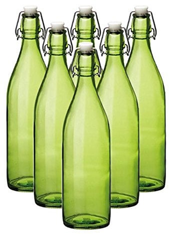 Simpa® 1L Green Traditional Vintage Style Glass Bottles 1 Litre Swing Top Bottles - Ideal for Domestic or Commercial Use - Fill with Water, Wine, Liquor, Oil, Beer, Schnapps or Cordials.
