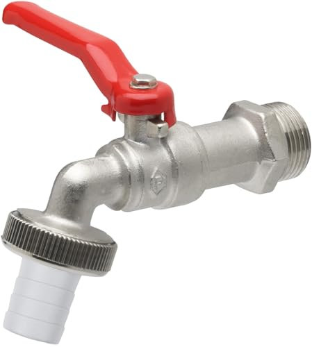 Meister - Rubinetto a Sfera con Attacco per Tubo, in Ottone di Alta qualità, Ideale Come portalampada Esterno per Serbatoio di Acqua piovana/Rubinetto/Rubinetto di intercettazione