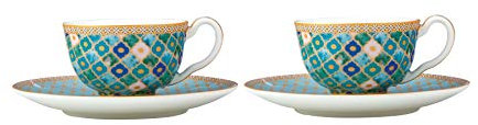 Maxwell & Williams Teas & C’s Kasbah Espresso Cups and Saucers in Gift Box (85ml), Porcelain, Mint Green , 2 cups & 2 saucers