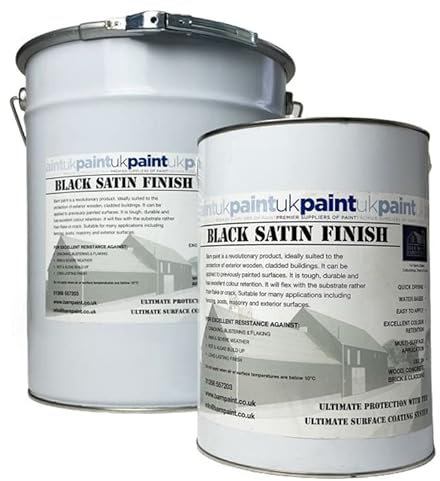 UK PAINT - Acrylic Barn Paint - 20L - Black Satin Finish