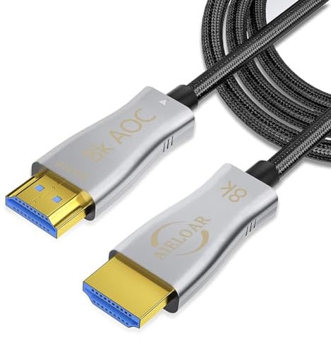 Aieloar Optical Fibre HDMI 2.1 Cable 15m,Support 8K@60Hz 4K@120Hz Dynamic HDR 10, eARC, HDCP2.2, 4:4:4 7680x4320 Resolution, 48Gbps Bandwidth Optic Fibre HDMI 2.1 Cable for PS5/PS4/8K TV