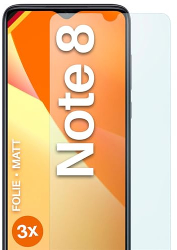moex FlexProtect matte Schutzfolie für Redmi Note 8 Displayschutz Folie matt gegen Reflexionen, Anti Reflex Handyfolie mit Sonnenschutz, Kompatibel mit jeder Handyhülle, 3 Stück