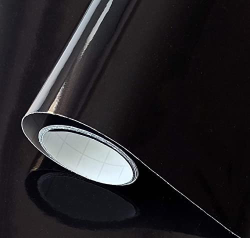 Vinilo Adhesivo Negro Brillo de 60x300 cm Para Muebles Cocina Paredes Ventanas Manualidades Papel Adhesivo Decorativo (60x300 cm, NEGRO BRILLO)