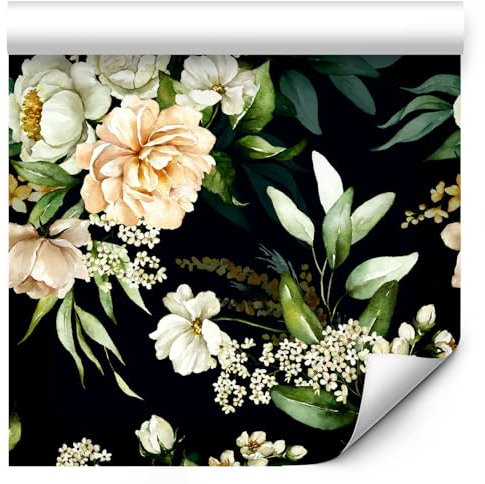 murando Tapete selbstklebend 10m Wandtattoo dekorative Möbelfolie Dekorfolie Fotofolie Panel Wandaufkleber Wandposter Wandsticker - Rosen Pfingstrosen Natur Botanik b-B-10075-j-a