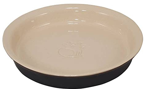 Nobby Katzen Keramik Schale Miska, schwarz/Creme, Ø 16 x 2,5 cm, 0,25 l, 1 Stück