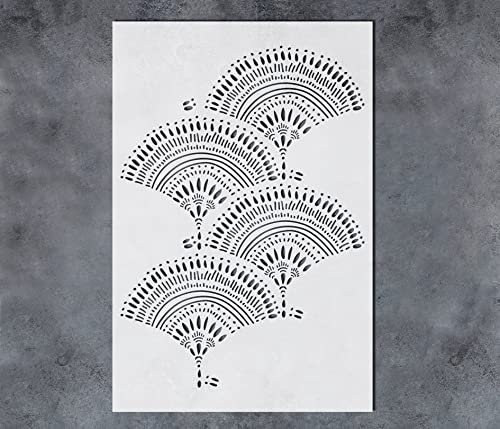 GSS Designs Wandschablone, strahlende Muschelform, 40,6 x 61 cm, große geometrische Wandschablone, moderne geometrische Wandschablonen
