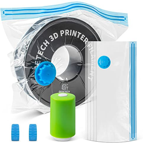 GEEETECH 4er-Set vakuumdichter Aufbewahrungsbeutel mit Pumpe für 3D-Druckerfilament Feuchtigkeitsdichter Aufbewahrungsbeutel für PLA ABS PETG TPU