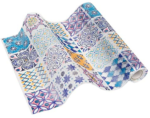 Talking Tables Moroccan Geometric Blue Fabric Table Runner Decoration for Birthday, Summer Party, Colourful Home Décor | Made from Polyester-2m Length