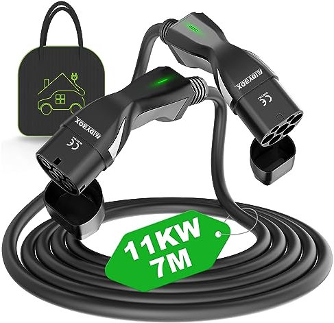 EIDYBOX Ladekabel Typ 2 11KW Dreiphasig 7M Typ 2 auf Typ 2 EV Ladegerät 16A Kompatibel mit Model S/3/X/Y, e-Golf/e-UP/ID.3, i3/i8, EQC/EQS