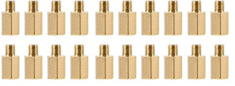 YOKIVE 20 Pcs M3 Standoff Screws, Brass Hex PCB Standoffs, Keep Height Consistent, Great for Motherboard (Gold Tone, 7mm+3mm)
