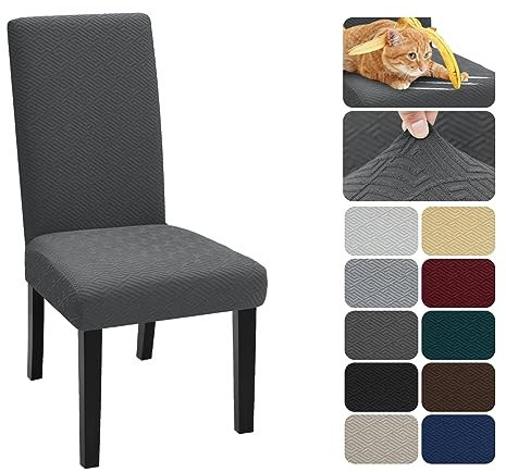 XINEAGE Stuhlhussen 2er Set, Stretch Stuhlhussen für Esszimmerstühle, Universale Stuhlhussen Waschbar Abnehmba für Hotel, Zeremonie, Bankett, Restaurant, Zuhause (Dunkel Grau)