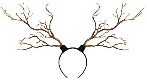 DELIMALI Halloween-Geweih-Stirnband, Ast, Horn, Hariband, Hexe, Cosplay, Haarreif, Halloween-Party, Kopfschmuck für Frauen und Mädchen (Braun, Einheitsgröße)