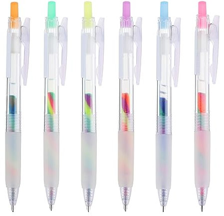 TIESOME 6 Stück Regenbogen Gelschreiber, Handschriftstift mit rotierendem Farbverlauf Kawaii-Kugelschreiber-Set mit für Kritzeln Scrapbooking Skizzieren Journaling Künstlerillustrieren 1mm (blinken)