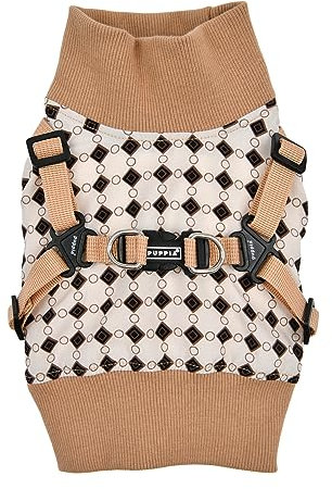 Puppia Jace Jacket Hundegeschirr Pullover Warm Winter Rautenmuster für kleine und mittelgroße Hunde, Beige, Small