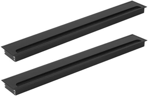 ZESLIV 2 Stücke Kabeldurchführung aus Aluminiumlegierung für Schreibtisch, Kabeldurchlass Rechteckig 80x 600mm mit Bürstendichtung aus Aluminium für Tisch Tischdurchführung