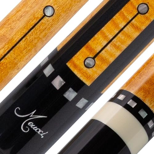 Meucci Billardqueue – Recession Buster 5, schwarzer Akzent – Poolstock mit lockigem Ahornunterarm, schlagfeste Queue-Spitzen, beschichtete irische Leinenumwicklung – 540 g Billardqueue-Stick mit
