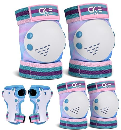 CKE Juego de Rodilleras y Coderas para niños, Juego de Equipo de protección para niñas y niños, con muñequeras para Patinaje, Ciclismo, Bicicleta, Patinaje en línea