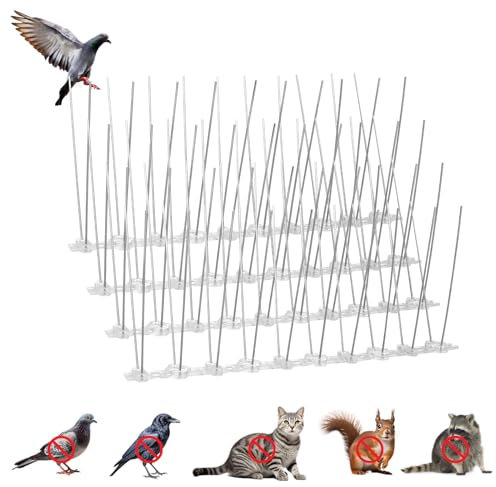 Abeillo 4 Reihig Taubenabwehr Spikes, 1m Edelstahl Vogelabwehr (25cm / 4 Stück), Bird Spikes, Vogelschreck für Krähen Spatzen Katzen, Taubenspikes für Balkon Dach Zaun Garten Fenster